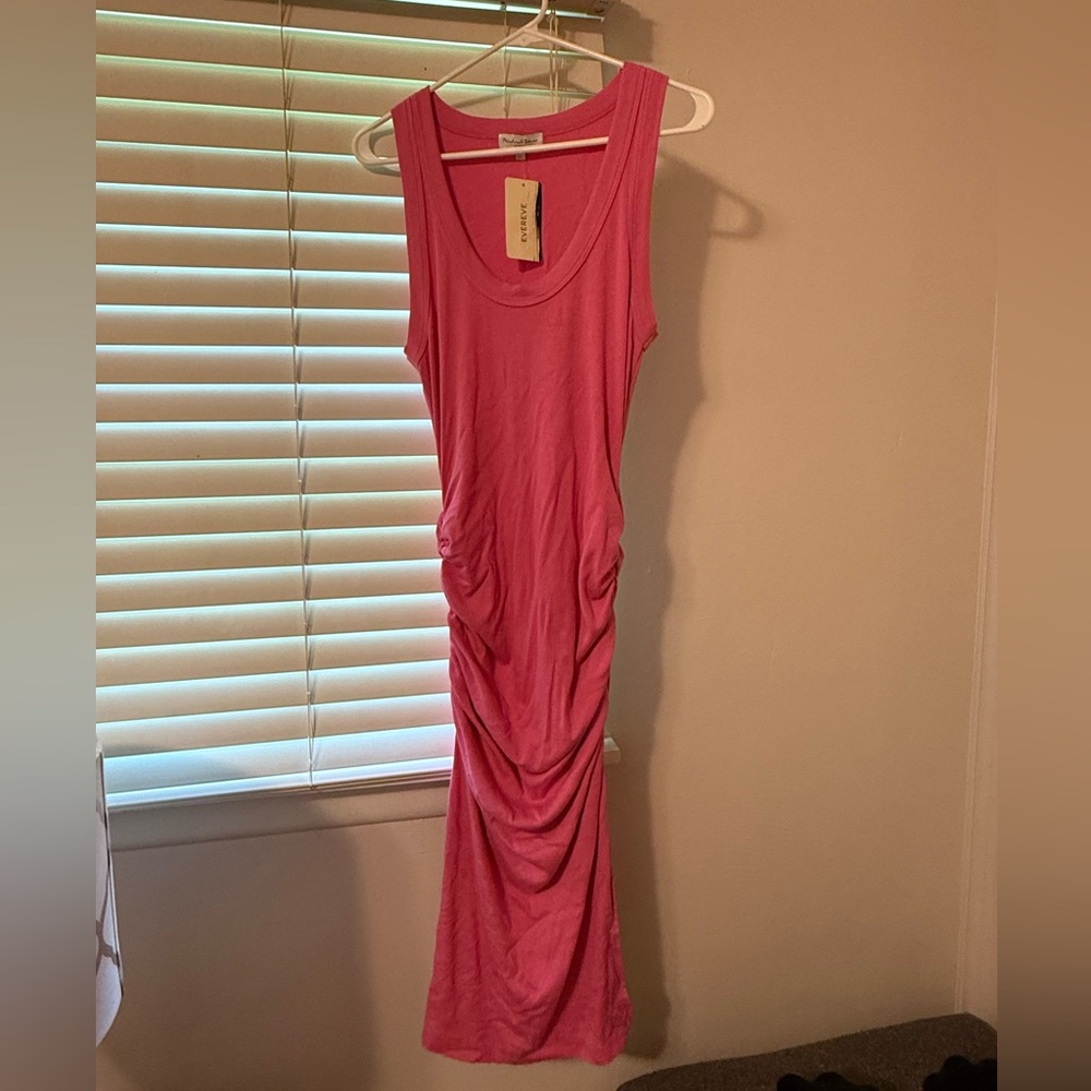 Michael Stars Pink Ruched Sheath Midi Dress